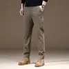 Calça Casual Masculina de Outono e Inverno 2024 Personalizada com Quatro Bolsos, Alta Elasticidade, Zíper, Cintura Alta Elástica, Moda Masculina Versátil, Calça Longa