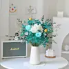 Ramo de Flores Secas Hojas de Eucalipto Rosa Eterna Flor Real Hortensia Hierba de Cristal Decoración del Hogar Adorno para Dormitorio Gypsophila