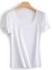 Camiseta Eastman Acetato 38,5% Tencel Gola U Ombro Normal Fio Duplo 120S Manga Curta de Seda 26 Verão Novo