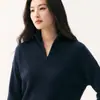 Suéter de Cachemira de Color Sólido Estilo Perezoso de Cuello Medio Alto para Mujer Nuevo Simple Holgado de Manga Larga Tejido Pulóver de Lana