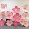 Flores de papel artificiais grandes e luminosas de flor de cerejeira rosa e flor de pessegueiro para decoração externa à prova d'água em locais cênicos, shoppings e arranjos de eventos