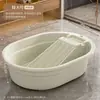 Tina de lavado con tabla de lavar integrada, tamaño grande, duradera y multifuncional de plástico para uso doméstico, con una tabla de lavar engrosada