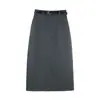 Falda midi de lana estilo minimalista con cinturón, color café, transmisión en vivo de producto nuevo, dropshipping transfronterizo