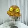 Sombrero de Pescador de Algodón Tejido a Crochet con Patrón de Margaritas al Mismo Estilo que Tsai Yiling, Sombrero de Cubo Colorido Dulce para Vacaciones en la Playa para Mujeres, Moderno