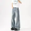 Jeans de Mezclilla Lavada de Moda para Hombre 2026 Estilo Nuevo Vibe High Street Versátil Casual Americano Suelto Pierna Ancha Pantalones Largos Ropa para Hombre
