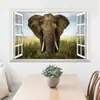 Comércio exterior Europa, América e África transfronteiriço 3D imitação tridimensional janela pastagem elefante sala de estar quarto parede de fundo adesivos atacado