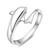 Anillo chapado en plata de cobre Zhen Rong, romántico anillo abierto para amantes de los delfines, fabricantes de anillos de moda de una generación de cabello