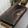 Bandeja de Té para Uso Doméstico, Hecha de Madera Maciza, Juego de Té Kung Fu, Bandeja de Té, Diseño Sencillo para Sala de Estar, Varios Tamaños, Mesa de Té, Imitación de Madera de Ébano Negro