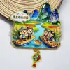 Serie Guangxi Cascada Huashan de Chongzuo Fortaleza Fuerte de la Frontera Imán para Refrigerador Souvenir Turístico Cultural y Creativo Pegatina Magnética