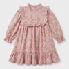 Otoño 2026 Estilo Coreano Ropa Infantil Vestido de Niña con Volantes Florales de Manga Larga con Cuello Alto Dulce Vestido de Algodón para Niños