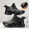 Botas de Lluvia Gruesas de Caña Corta Zapatos de Lluvia para Playa Moda para Hombre Antideslizantes de Goma Calzado Resistente al Desgaste Cálido Impermeable para Trabajo Pesca