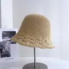 Sombrero de Pescador Minimalista de Punto con Adorno de Encaje Estilo Japonés para Mujer, Nuevo Sombrero de Cubo Casual de Primavera, Sombrero de Cubo Versátil Hueco Transpirable