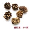 Simulación Espuma Fruta Roja Pequeña Piña de Pino Real Paquete de 6 Manualidades DIY Ramas Accesorios Florales para Decoración Navideña