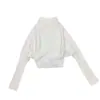 Suéter Blanco de Manga Murciélago Estilo Francés Relajado con Cuello Drapeado Ajustado a la Cintura, Otoño 2026