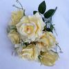 Flor Artificial Rosa Brillante Fénix de 7 Cabezas Planta Verde Artificial en Maceta Flor Decorativa para Salón de Bodas Decoración de Mesa para Interiores