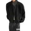 Temporada de primavera y otoño, chaqueta estilo americano de peso pesado con cuello alto, top casual para hombre de corte holgado con cremallera, prenda exterior moderna y elegante con un look fresco y sofisticado