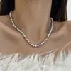 Colar Autêntico de Pérola Cinza Taiti Genuína para Mulheres, Prata Platina Cinza-Prateado, Nova Corrente de Suéter Corrente de Pescoço Outono e Inverno para Mulheres