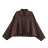 Atacado Transfronteiriço Roupas Femininas Europeias e Americanas Piloto Manga Morcego Zíper Casual Top Solto Jaqueta com Textura de Camurça para Mulheres