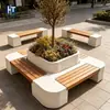Diseñador GRC Combinación de Bancos para Huecos de Árboles Edificio de Escritura Parque Cemento Contorno de Árbol Silla Plaza Exterior Asientos Modulares