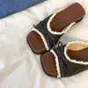 Sandalias sin cordones de estilo coreano y de hada con estampado de lunares blancos florales 35-40(51.24) Yide Mei 7525-29