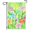 Nova Bandeira Decorativa de Jardim Primavera e Verão 2024, Bandeira de Jardim de Linho com Estampa Floral Dupla Face, Anti-Manchas, Bandeira para Exterior