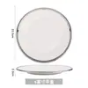 Plato de Cena Occidental de Cerámica con Borde Plateado, Plato Redondo, Plato para el Hogar, Plato para Filete, Plato para Pasta, Plato Bajo, Plato Plano, Vajilla de Lujo Accesible de Gama Alta