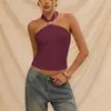 2026 Tendencia de Moda Veraniega Nueva Europea y Americana Transfronteriza Top Camisola para Mujer sin Espalda Decorado con Metal