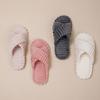 Pantuflas de Algodón con Rayas Abiertas y Tiras Cruzadas para Mujer, Pantuflas de Felpa Cómodas y Sencillas para el Hogar, Pantuflas de Felpa