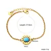 Pulseiras Retrô Europeias e Americanas da Amazon, Pulseiras Personalizadas de Nicho com Pedra Azul Oval, Joias Modernas e Versáteis, Pulseiras de Aço Inoxidável