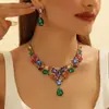 Conjunto Europeu e Americano Transfronteiriço Amazon de Colar e Brincos de Strass para Noivas, Acessórios Luxuosos e Modernos para Festas e Banquetes Femininas