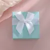 Caja de Joyería con Lazo de Cinta Verde, Caja de Almacenamiento para Pendientes, Anillos, Collares, Caja de Regalo Decorativa, Caja de Papel de Base y Tapa
