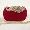 Bolso de Noche de Pavo Real Multicolor Vestido de Franela Bolso Cheongsam Clutch de Diamantes Europeo y Americano Bolso Pequeño Rojo de Novia para Mujer