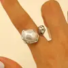 Anillo de Perla Barroca Irregular para Mujer Nicho Lujo Accesible Índice Alto Versátil Combinación Anillo Juego de Cinco Piezas