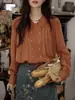 Camisa Soligther de Lyocell Francés de Doble Botonadura Holgada con Mangas de Linterna para Mujer en Otoño