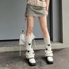 Calcetines de estrella de cinco puntas Y2K, nuevos calcetines de punto cálidos de invierno Lolita con mangas asimétricas de dos piernas y bordes cruzados