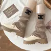 Calcetines Retro Holgados Versátiles y Cómodos para Mujer, Calcetines de Media Pantorrilla para Otoño e Invierno, Rodilleras Adelgazantes, Calentadores de Calcetines de Punto Cálidos