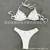 Novo biquíni retrô europeu e americano com estampa de garota sexy, estilo de piscina de férias, estampa cruzada sexy, tomara que caia de cor sólida três peças