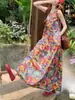 Vestido Largo sin Mangas Estilo Vacaciones de 26 Años con Estampado Dopamina, Dobladillo Amplio, Vestido Elegante de Lujo Ligero