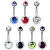 Anillos para Ombligo de Acero Inoxidable en 30 Colores con Incrustación de Doble Diamante, Set de Piercing para Ombligo, Joyería Corporal