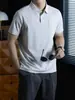 Leve Moda Toque de Luxo! 10A Antibacteriana Textura Enrugada Areia Manga Curta Camisa Polo Masculina Sem Costura Ajustada ao Corpo Top de Negócios