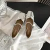 Prata Estilo Coreano Celebridade da Internet Fashionável Elegante Temperamento Senhora Sapatilhas Planas Bico Fino Novo Mais Vendido Tira Única Laço Moda