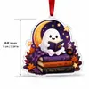 Colgante Acrílico Tema Libro de Magia de Halloween - Momia, Murciélago, Calabaza - Regalo Creativo para Amantes de los Libros