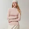 Estilo elegante, gola alta, suéter 100% cashmere puro para mulheres, com acabamento em renda, camada base de tricô, suéter quente de cashmere, camada base