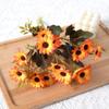 Crisantemo artificial de 18 cabezas, color otoñal, margarita pequeña, flor falsa, pequeño ramo de flores de tela de seda, decoración para el hogar, hotel, boda, guía de ruta, flor