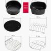 Acessórios para Air Fryer, cesta de cozimento para fritadeira elétrica, bandeja para pizza, conjunto de 3 peças de 7 polegadas