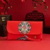 Un Par de Sobres Rojos para Ceremonia de Boda, Ceremonia de Té de los Padres, con Palabras Felices, Sobres Rojos Grandes de Tela