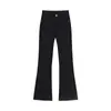 Jeans Negros Micro-campana para Mujer Otoño e Invierno Forrados de Polar Tallas Grandes Chica Gordita Sueltos Adelgazantes Pierna Ancha Rectos