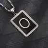 Colar Pingente Quadrado Preto com Gota de Óleo de 26 Letras Transfronteiriço Amazon Mais Vendido Pingente Distintivo de Liga Corrente de Suéter