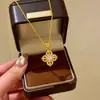 Nuevo Collar Colgante de Cruz Vajra con Incrustaciones de Diamantes Chapado en Oro Método Antiguo Tendencia Nacional Estilo Chino para Mujer, Exquisita Cadena de Cuello de Alta Calidad