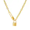 Colar de aço inoxidável banhado a ouro 18K com zircônia e pérola, pingente de amor antigo, pingente com textura, não desbota, moderno